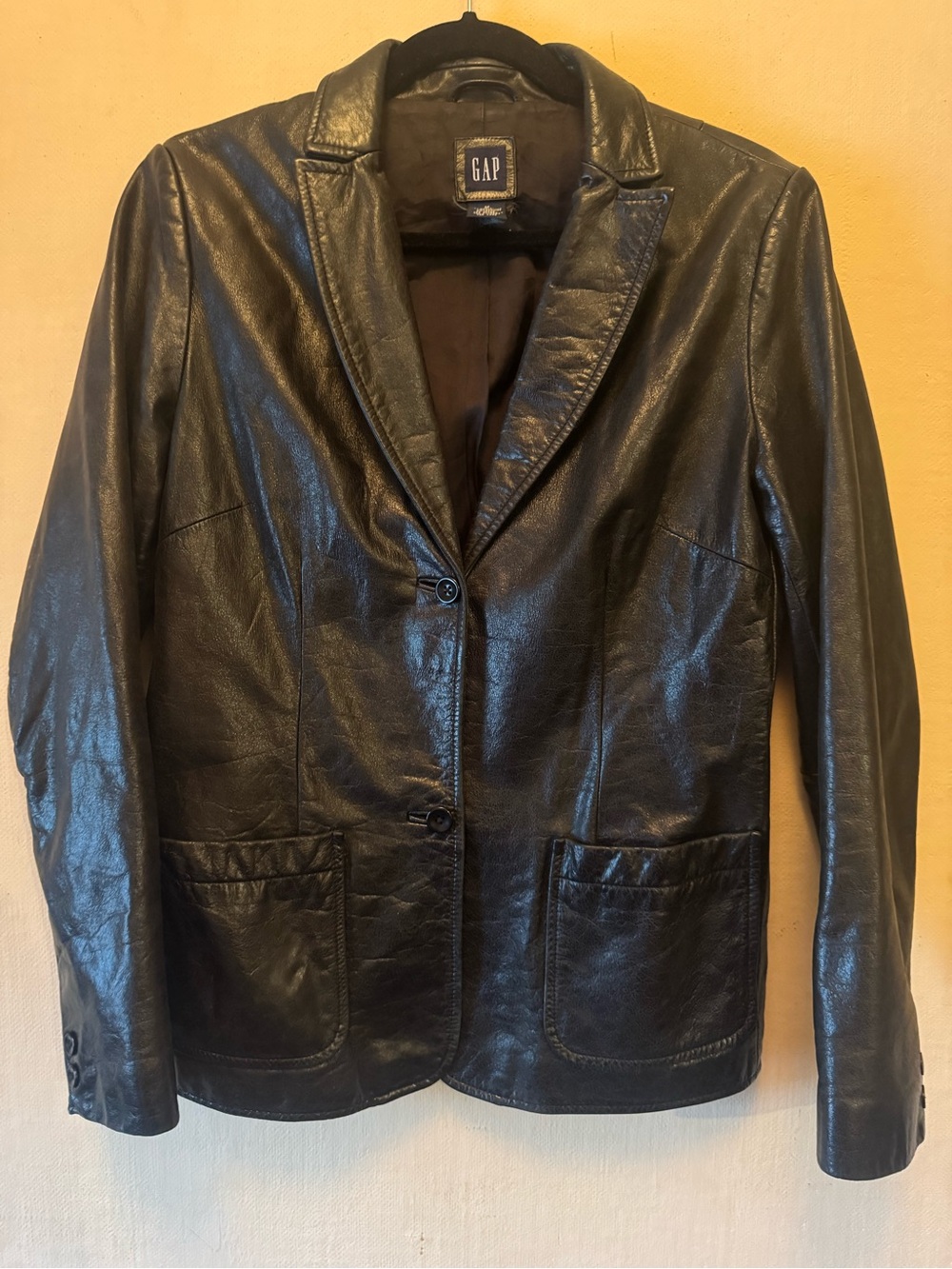 GAP Black Leather Blazer Jacket with Pockets